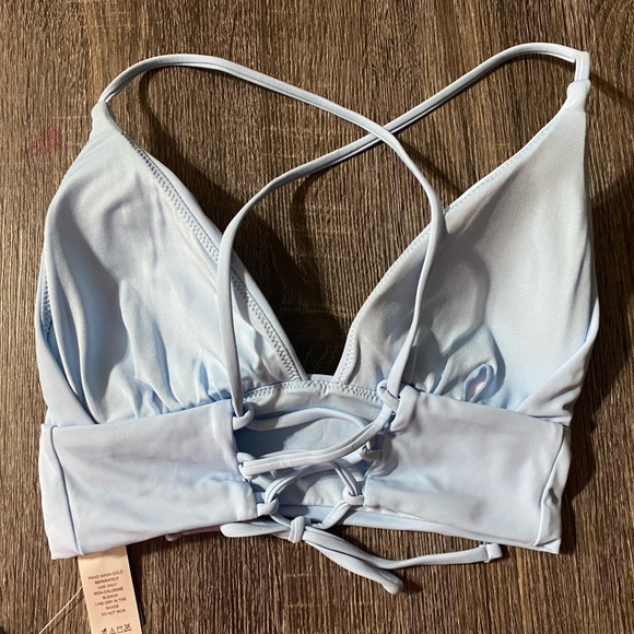 CLEARANCE 2-piece- Camille Blue Plunge Away Bikini Top and Cheeky Bikini Bottom - Picture 6 of 11